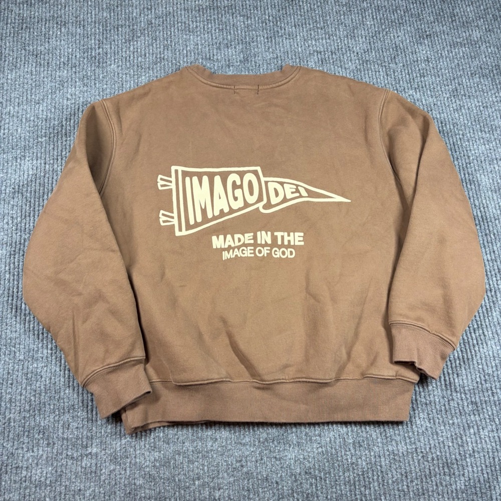 HWLF Sweatshirt Mens S Imago Dei Brown Crewneck Christian Graphic Pullover